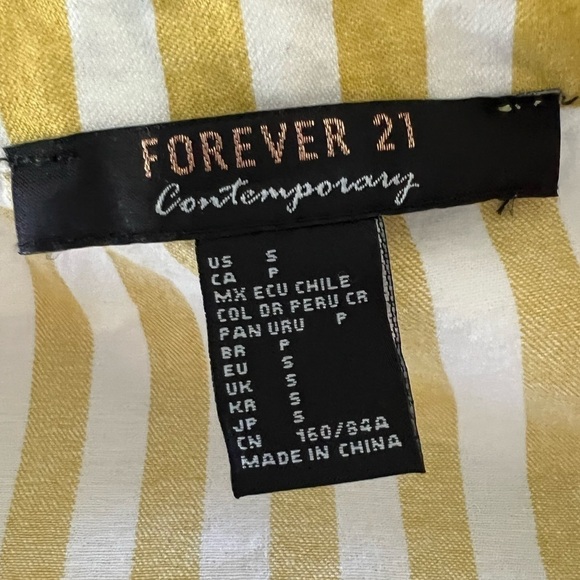 Y2K 90’s Forever 21 mustard and white striped button front midi dress size small - Picture 6 of 7